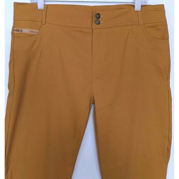 Holic Jean Plus Size 3X Mustard Yellow Stretchy Straight Leg 4-Pocket Pants - Picture 2 of 8